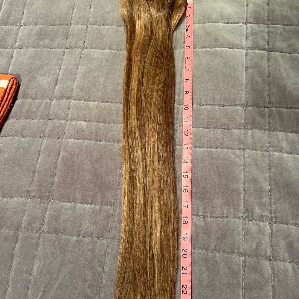24 inch light brown/highlighted human hair clip in hair extensions